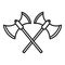 Medieval crossed axe icon, outline style