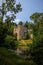 The medieval dilapidated ruin with the name \\\'chateau Beaufort\\\' in the town of Beaufort