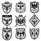Medieval eagle heraldry coat of arms, emblems, badges