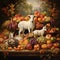 A medieval fall cornucopia table overflowing animal happy people celebrating Generative AI