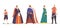 Medieval Family Characters. Historical Personages Royal Queen and King, Prince, Princess and Page in Historic Costumes