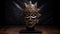 Medieval Fantasy African Mask On Wooden Stand - Golden Light