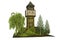 Medieval Fantasy Watchtower, 3D illustration, 3D rendering