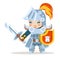 Medieval female knight woman warrior girl fantasy action RPG game layered animation ready character vector illustration