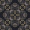 Medieval floral pattern. Vector dark background.