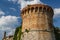 Medieval fortification walls tower in San Gimignano town