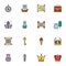 Medieval game line icons set