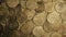 Medieval Gold Coins Pile Rotating Overhead Shot