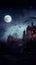 Medieval gothic castle in the dark Halloween night