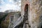 Medieval gothic castle Frydstejn in sunny day, romantic ruins of popular stronghold with massive guard walls near Mala Skala,