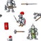 Medieval hand drawn seamless pattern armored knights warrior weapons background