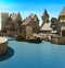 Medieval Harbor Port with Bridge, Town and Wooden Docks
