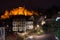 Medieval heidelberg castle at night illuminated