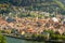 Medieval Heidelberg old town from above, Germany