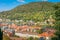 Medieval Heidelberg old town cityscape from above, Germany