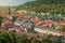 Medieval Heidelberg old town cityscape from above, Germany