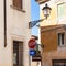 Medieval houses on street in Vicenza city