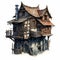 Medieval-inspired Wooden House Illustration With Meticulous Design