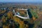 Medieval Izborsk fortress aerial photography. Pskov region, Russia