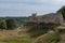 Medieval Izborsk fortress wall and Lukovka tower.  Izborsk, Pskov Region, Russia