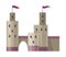 Medieval kingdom castle or royal fortress. Fairy-tale buildind of middle ages historic period. Vector building exterior