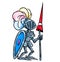 Medieval knight armor helmet cartoon illustration