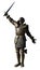 Medieval Knight in Bronze Armour in a Victory Pose