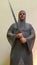 Medieval knight with chain mail and sword