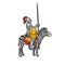 medieval knight riding a zebra sketch vector