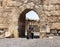 The medieval knight stands and guards the passage in the great Hospitaller fortress - Belvoir - Jordan Star - located on a hill