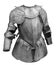 Medieval knight suit of armor protection isolated on white background with clipping path. Ancient steel metal armour