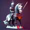 medieval knight travelling on a horse, with a shield and lance digital character avatar AI generation
