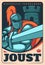 Medieval knights joust poster, heraldic warrior