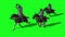 Medieval Knights Ride Horses With Swords And Shields, on green screen