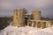 Medieval Koporye fortress cloudy February day. Leningrad region, Russia