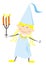 Medieval lady with candles, humorous vector icon