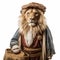 Medieval Lion In Bavarian Costume With Basket: Photorealistic Portrait