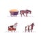 Medieval livestock semi flat RGB color vector illustration set