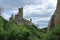 Medieval Loewenburg Castle Ruin from nearby Philippsburg Castle above the Town of Monreal, Rhineland-Palatinate, Germany