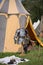 Medieval Metallic Armor and Ancient Tent in background