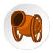 Medieval military throwing gun icon, cartoon style