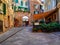 Medieval narrow street in Siena, Tuscany, Italy