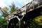 Medieval oak wood, bolted. Bridge over the moat. the railing is