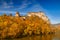 The medieval Orava Castle over a river at autumn, Slovakia