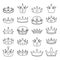 Medieval outline monarch royal crown queen king lord princess prince head cartoon lineart icons set isolated vector