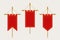 Medieval Pennant Hanging on Flagpole. Set of Blank Flags. Red Template Banner and Poster Vector