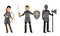 Medieval People Characters with Armored Knight and Archer Vector Illustration Set