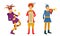 Medieval People Characters with Herald and Jester Vector Illustration Set