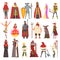 Medieval People Characters with Peasant, King, Warlock, Knight, Headsman, Archer and Jester Vector Set
