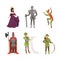 Medieval People Characters with Queen, Knight in Armour, Jester, Archer and Herald Vector Illustration Set